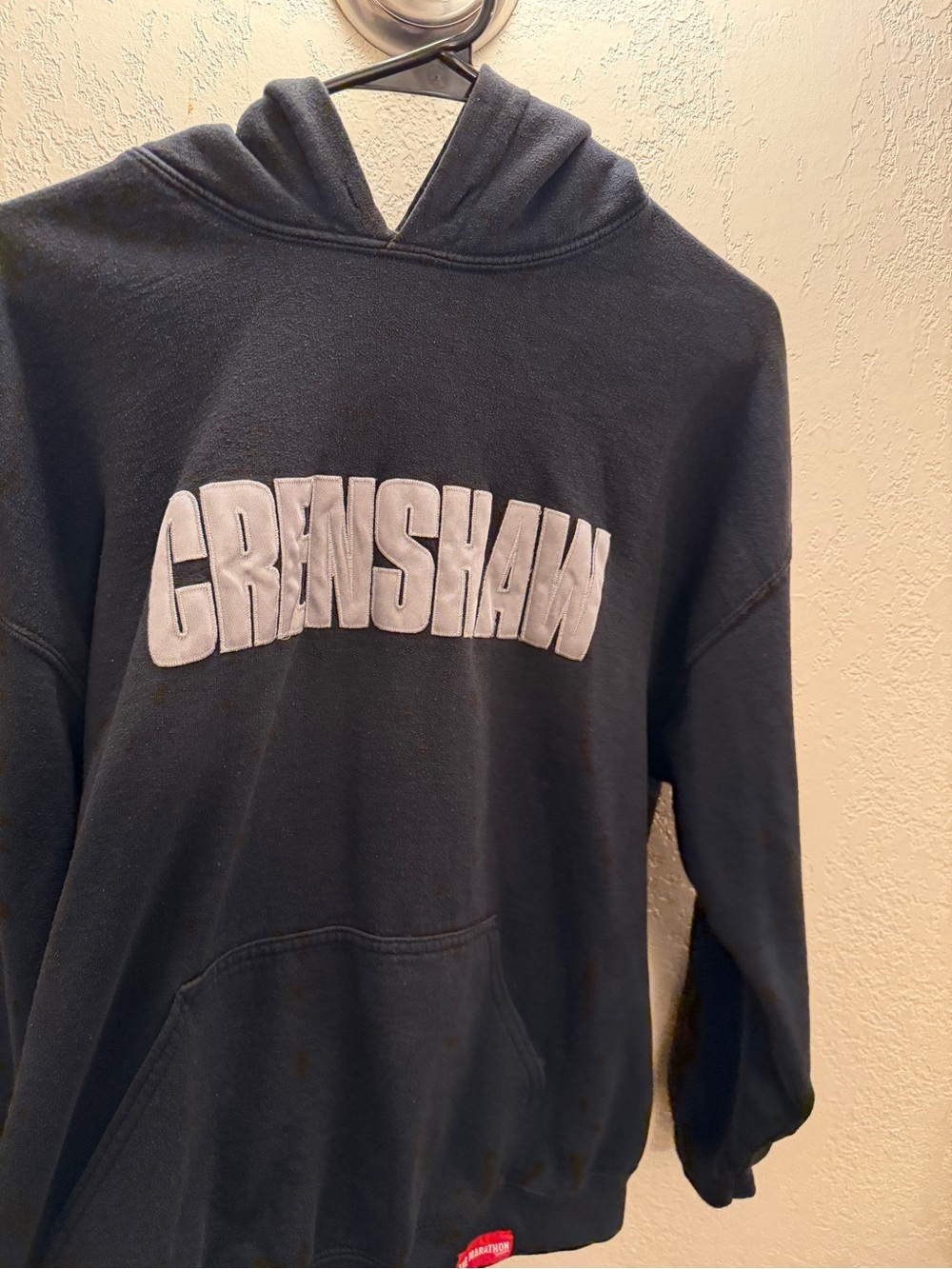 The Marathon Clothing Black Pullover Hoodie with White CRENSHAW Lettering